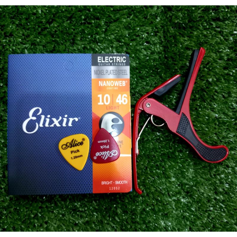 RETATARU. SENAR GITAR AKUSTIK/LISTRIK ELIXIR [1SET+CAPOBESI+PICK] IMPORT TERBAIK ANTI KARAT