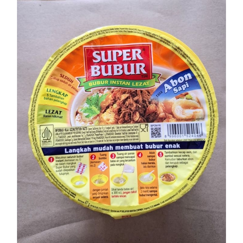 

Bubur Instan Super Bubur Rasa Abon Sapi Kemasan Mangkuk 67 gram