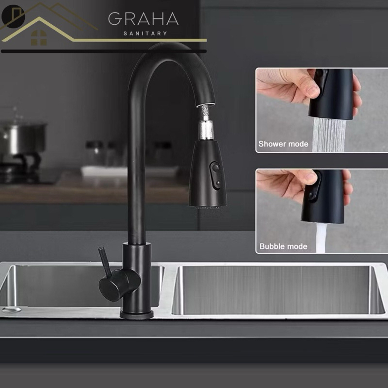 SUS 304 | Kitchen Sink Keran Wastafel Angsa Tarik / Keran Fleksibel Tarik Mixer Faucet