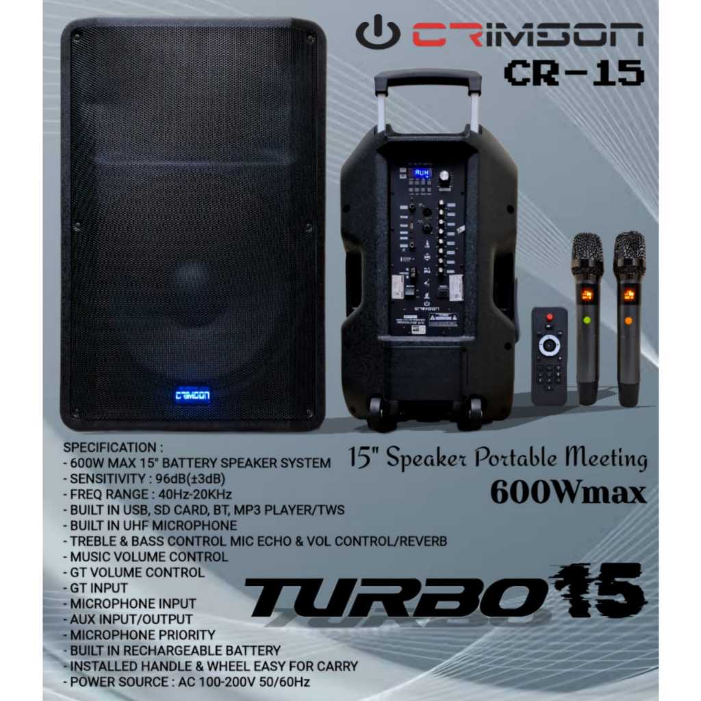 Speaker Meeting Portable Crimson 15 Inch CR Turbo 15 Original