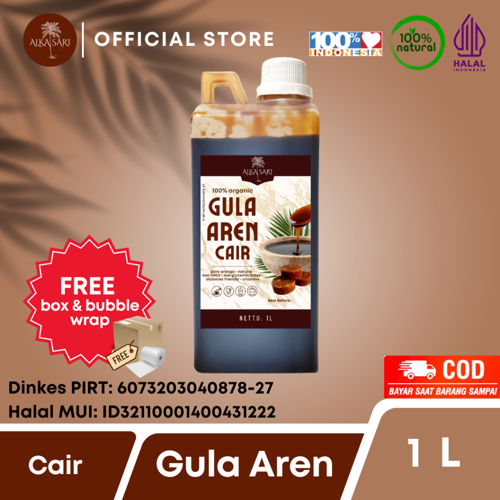 

Gula Aren Cair / Syrup Palm Sugar Organik Alka Sari 1 Liter