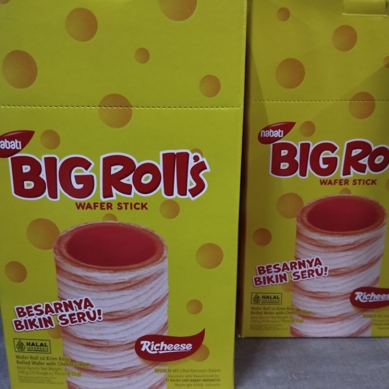 

NABATI BIG ROLLS WAFER STICK KEJU COKLAT RICHEESE ISI 20 BUNGKUS