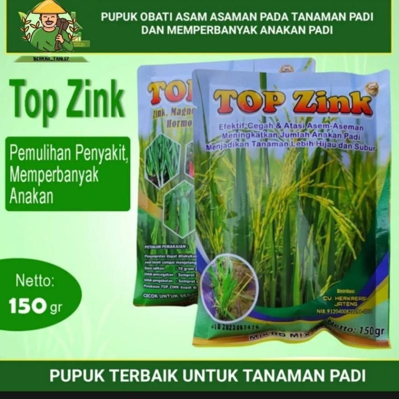 pupuk tanaman anti asem asemean top zink150Gram padi hijau subur