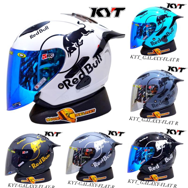 Helm KYT galaxy flat r white paket ganteng original KYT