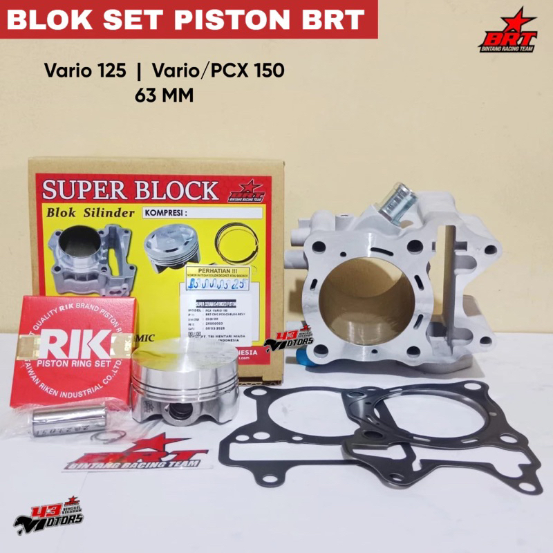 𝟒𝟑𝐌𝐎𝐓𝐎𝐑  BRT | BLOK SET PISTON FORGET BRT VARIO 125/150 PCX 150 63MM CERAMIC