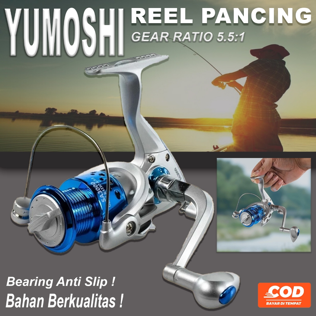 YUMOSHI Reel Gulungan Pancing Power Handle Spinning Gear Rasio 5.5:1