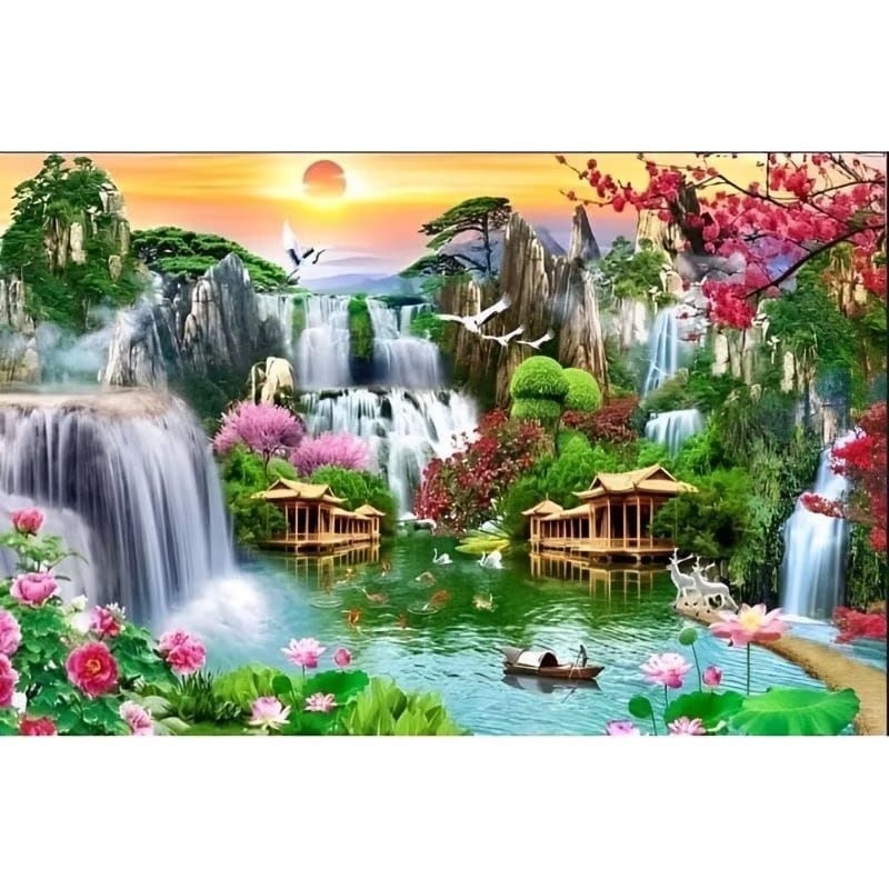 poster cetak jumbo pemandangan air terjun hiasan dinding pemandangan air terjun macam macam ukuran