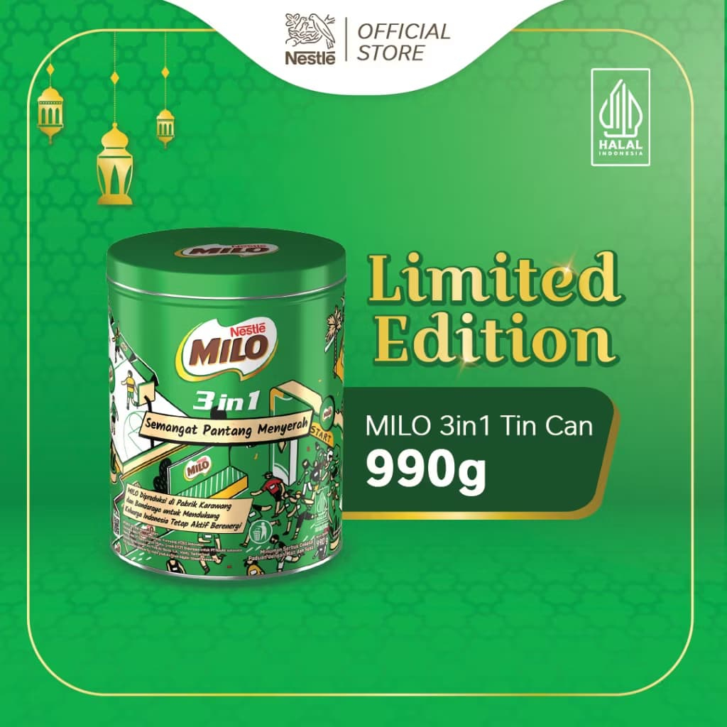 

Milo 3 in 1 Activ-Go Susu Cokelat Kaleng/Pouch 990gr