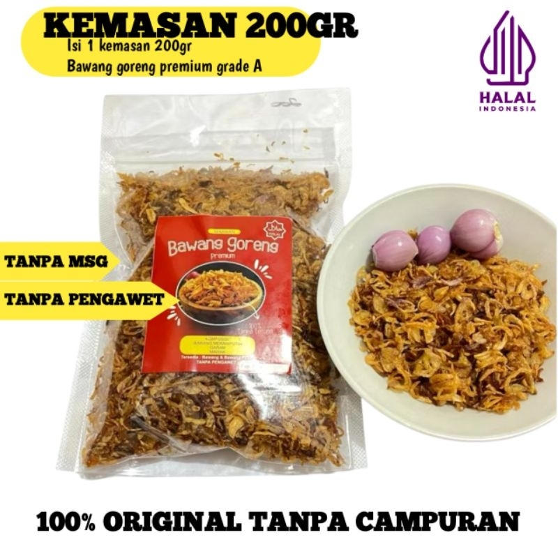 

Bawang Goreng Brebes Premium Kemasan 200gr. Brambang Goreng Original Tanpa Campuran