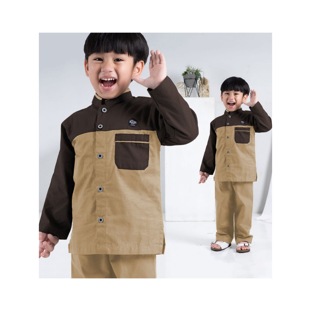Baju Koko Anak Laki Laki 3-12 Tahun Setelan Koko Anak Lengan Panjang Cigarete Premium