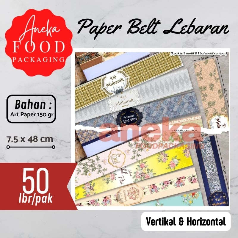 

50lbr- Paper belt kertas pita sleeve LEBARAN idul fitri jar tabung toples dan dus sarung kertas kemasan packaging