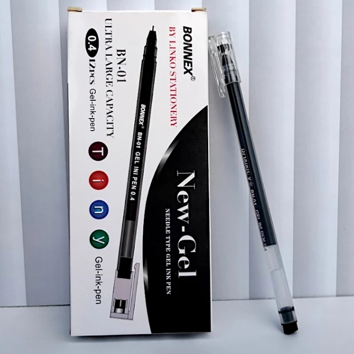 

BELLA | 12PC/BOX | Bolpoin PEN Gel BONNEX BN-01 0.4 mm | BULPEN BN01 BONNEX TINTA Hitam