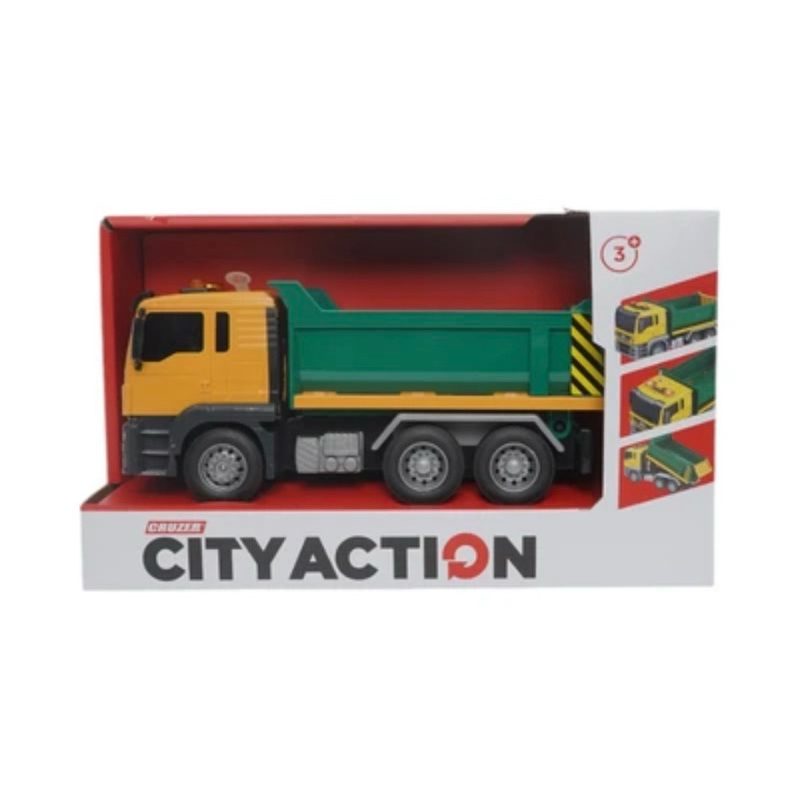 Cruzer 1:14 City Action Friction Dump Truck - Hijau/kuning