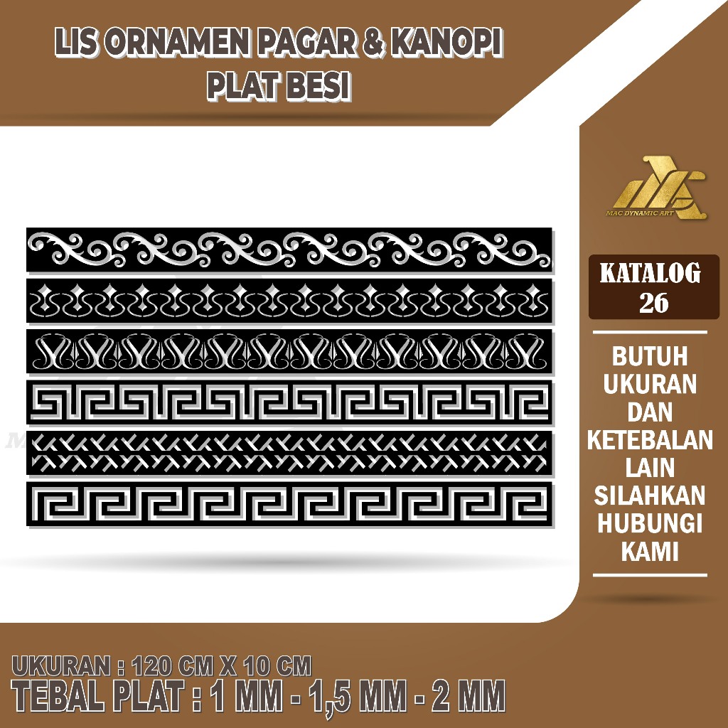 Lis Ornamen Pagar Dan Kanopi - Krawangan Plat Besi Laser Cutting - Katalog 26