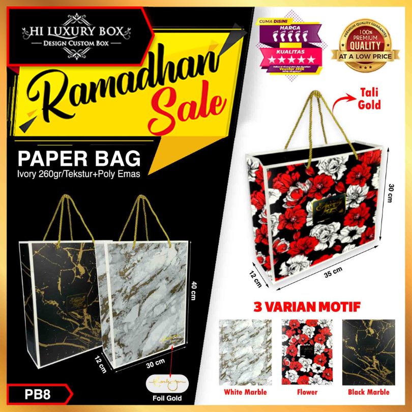 

Paper Bag Rose Marble - Tas Hadiah aestetic kado ulang tahun jumbo - Hampers - Souvenir PB8