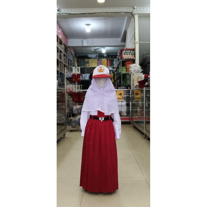 BAJU MERAH PUTIH SD BAHAN  MITRA PAKAI JILBAB