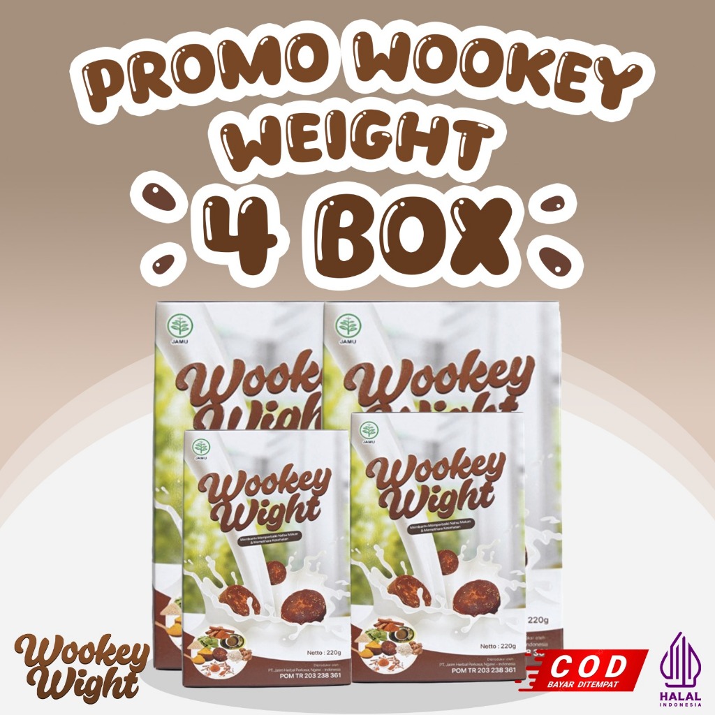 

WOOKEY WEIGHT 4BOX Susu Penambah Berat Badan Tinggi Protein Alami 220gr Jamu