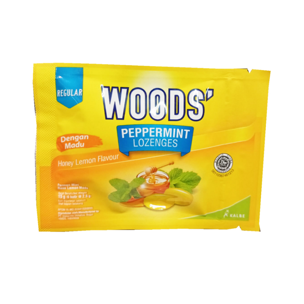 

Woods Lozenges Honey Lemon Flavour - Pelega Tenggorokan (1 Sachet isi 6 Butir)