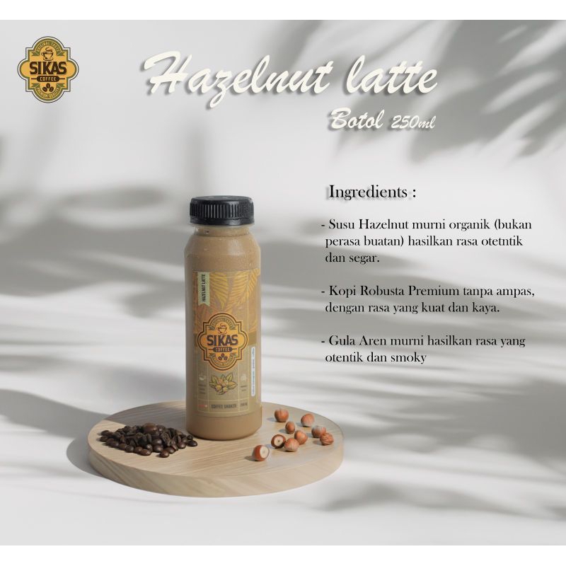 

KOPI HAZELNUT LATTE BOTOL SHAKER 250ml/6Pcs (Kopi Siap Seduh)