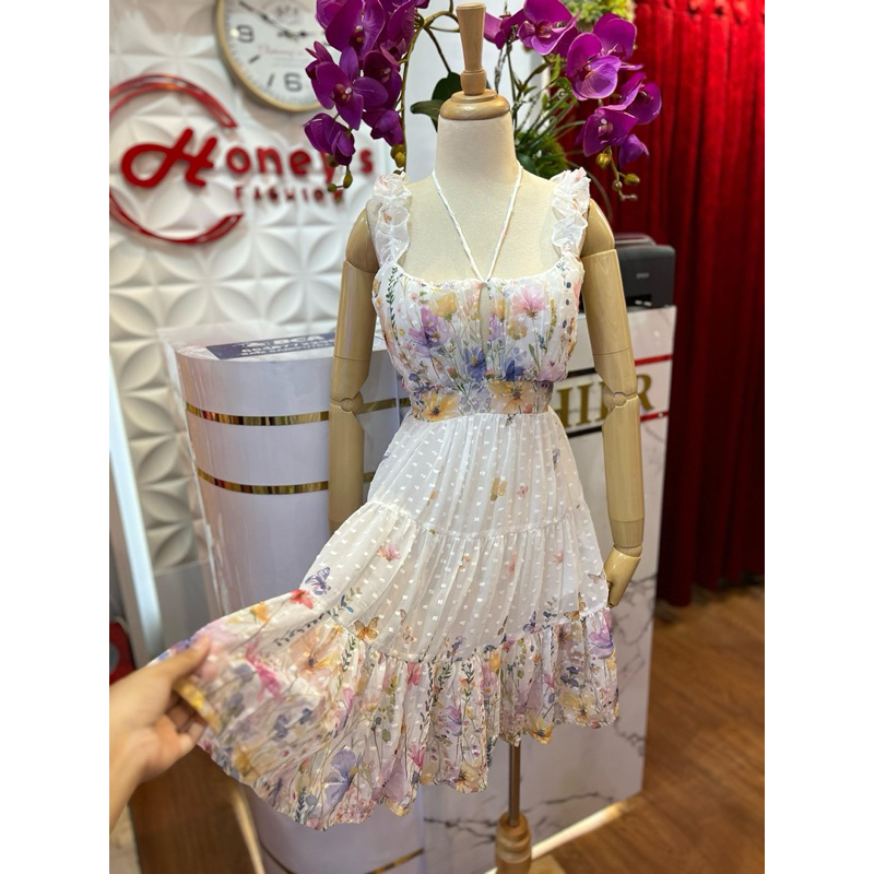 Mini Dress summer  tali kecil /  Sexy / Party / pesta / dress putih  / Dress bunga bunga / Dress pan