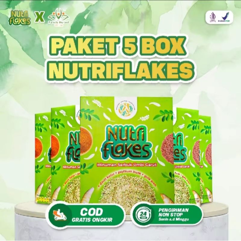 

Nutriflakes Paket 5 Box Paket Hemat 100% Ori Ampuh Mengatasi Asam Lambung Seperti Maggh dan Gerd