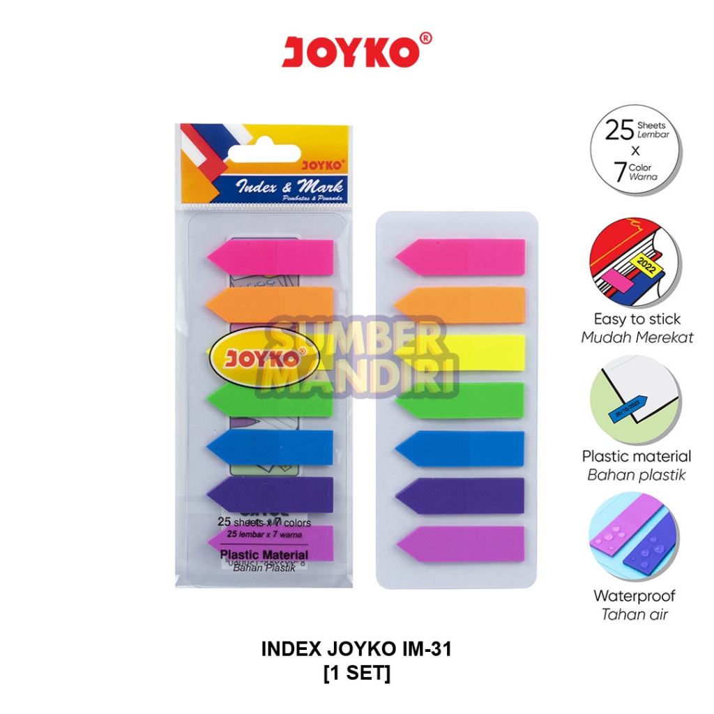 

Index & Mark JOYKO IM-31 Plastik Penanda Pembatas [1 SET] Memo Sticky Notes