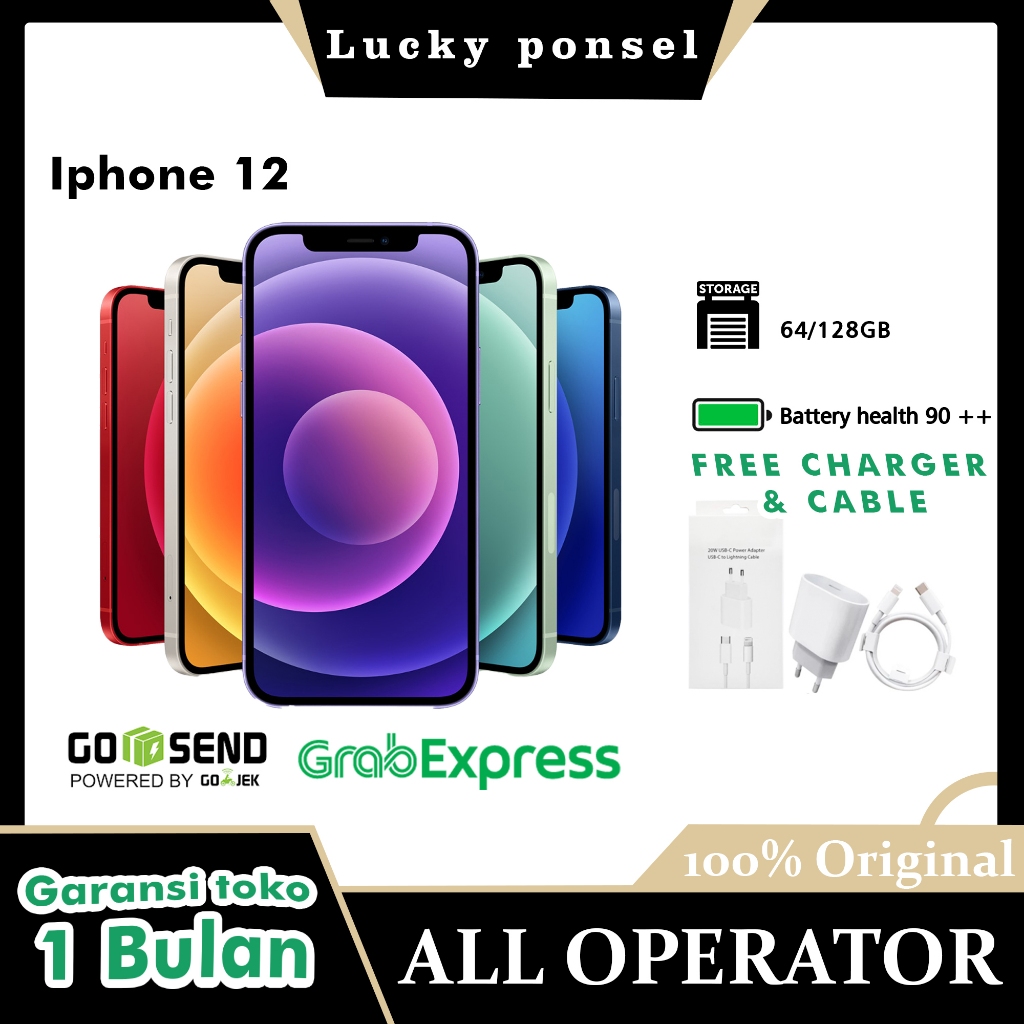 IPHONE 12 64GB/128GB/256GB second Fullset Mulus BEKAS/LIKE NEW