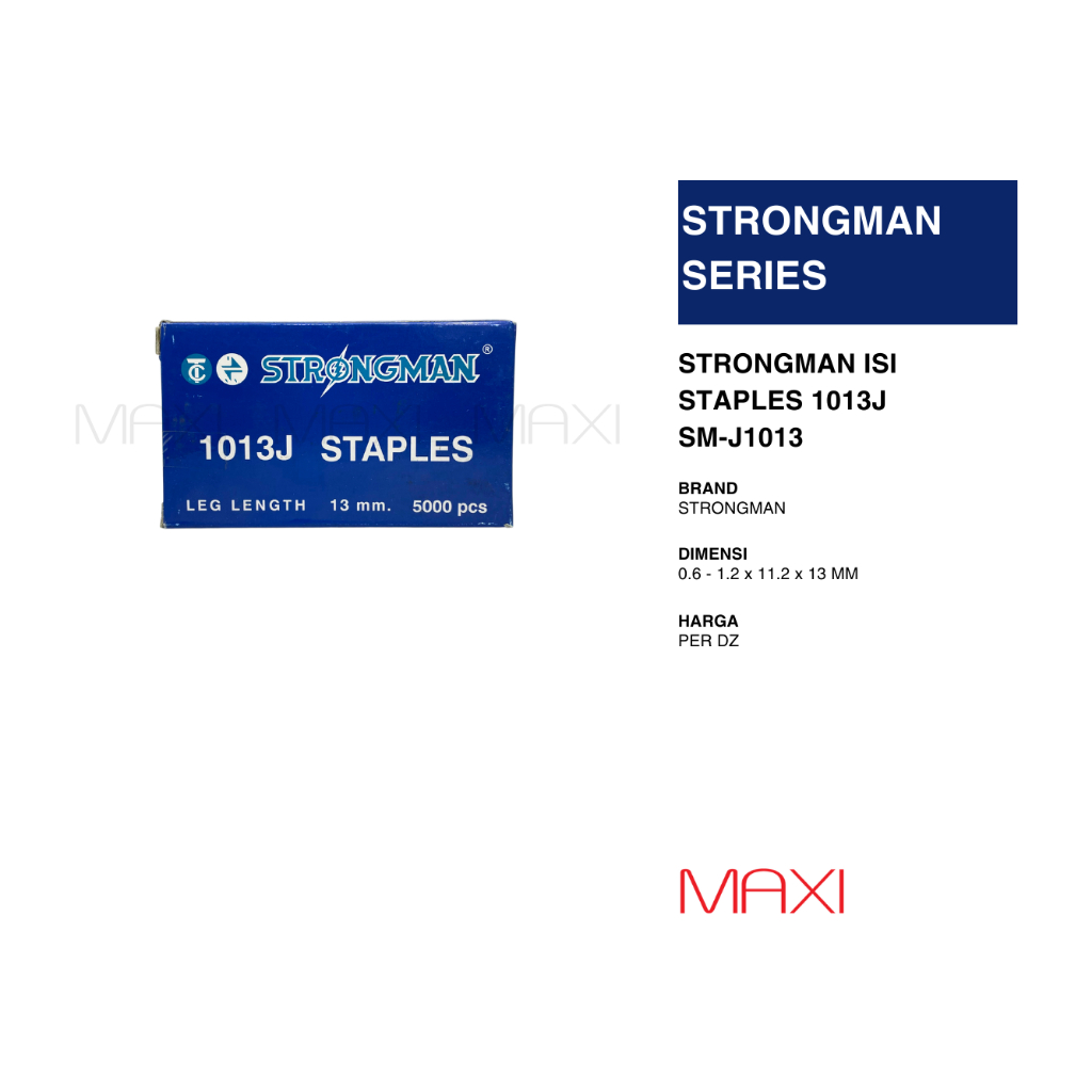

Strongman Isi Staples Tembakan Angin 1013 J - 1 Box Isi 5000 Pcs