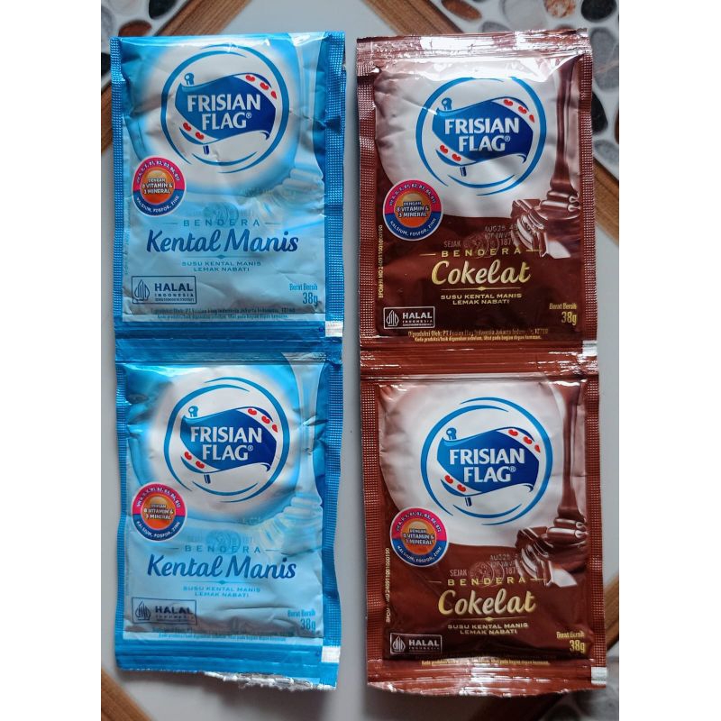 

Susu bendera kental manis Frisian Flag kemasan sachet 1 pack isi 6 pcs