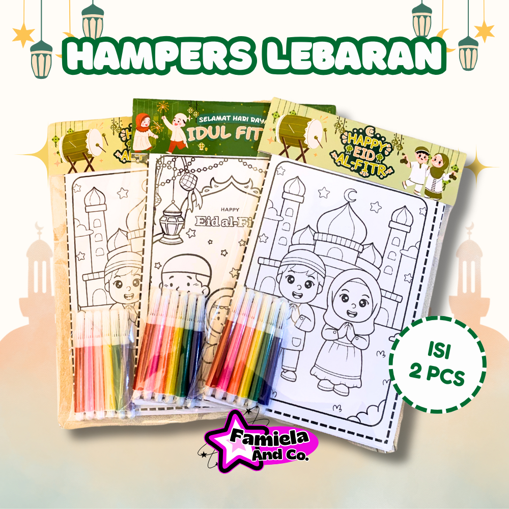

HAMPERS LEBARAN ANAK | KARTU UCAPAN LEBARAN MEWARNAI (ISI 2) + SPIDOL WARNA | SOVENIR LEBARAN