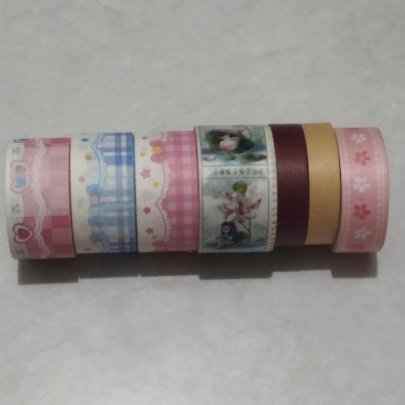 washi tape masking tape bunga pita renda love sakura bintang lotus vintage polos