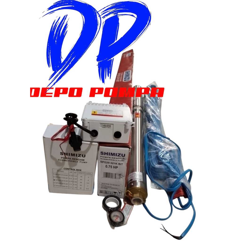 Pompa Submersible Shimizu/Pompa Satelit Shimizu SPG 20 321K BIT 0,75 HP+KABEL+ CONTROL BOX