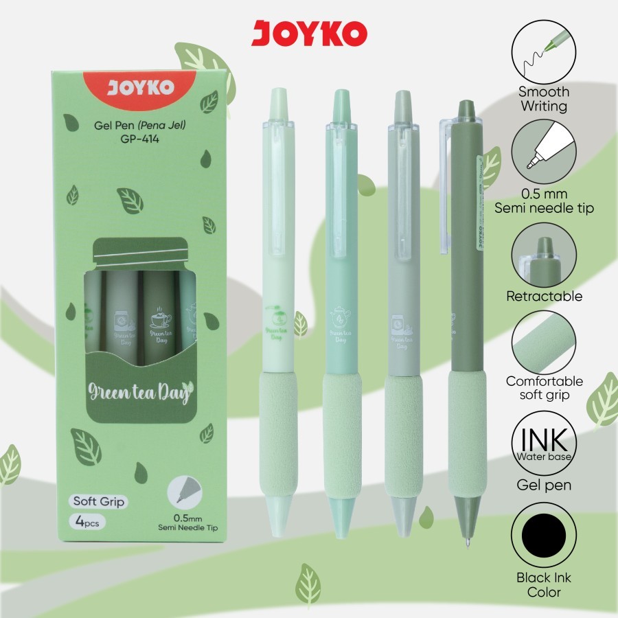 

1 SET / 4 Pcs Gel Pen Joyko GP-414 Green tea Day