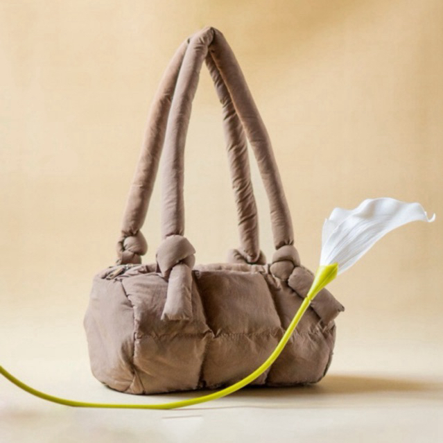 BAO • DAISY BROWN BAG • Puffy Bag • Shoulder Bag • Nylon Bag • Pillow Padded Shoulder Bag • Daily Ba