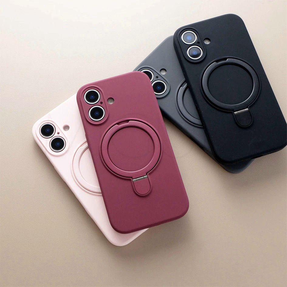 New Folding Stand Ring With Magsafe Silicone - Case iPhone 11 12 13 14 15 16 Plus Pro Max