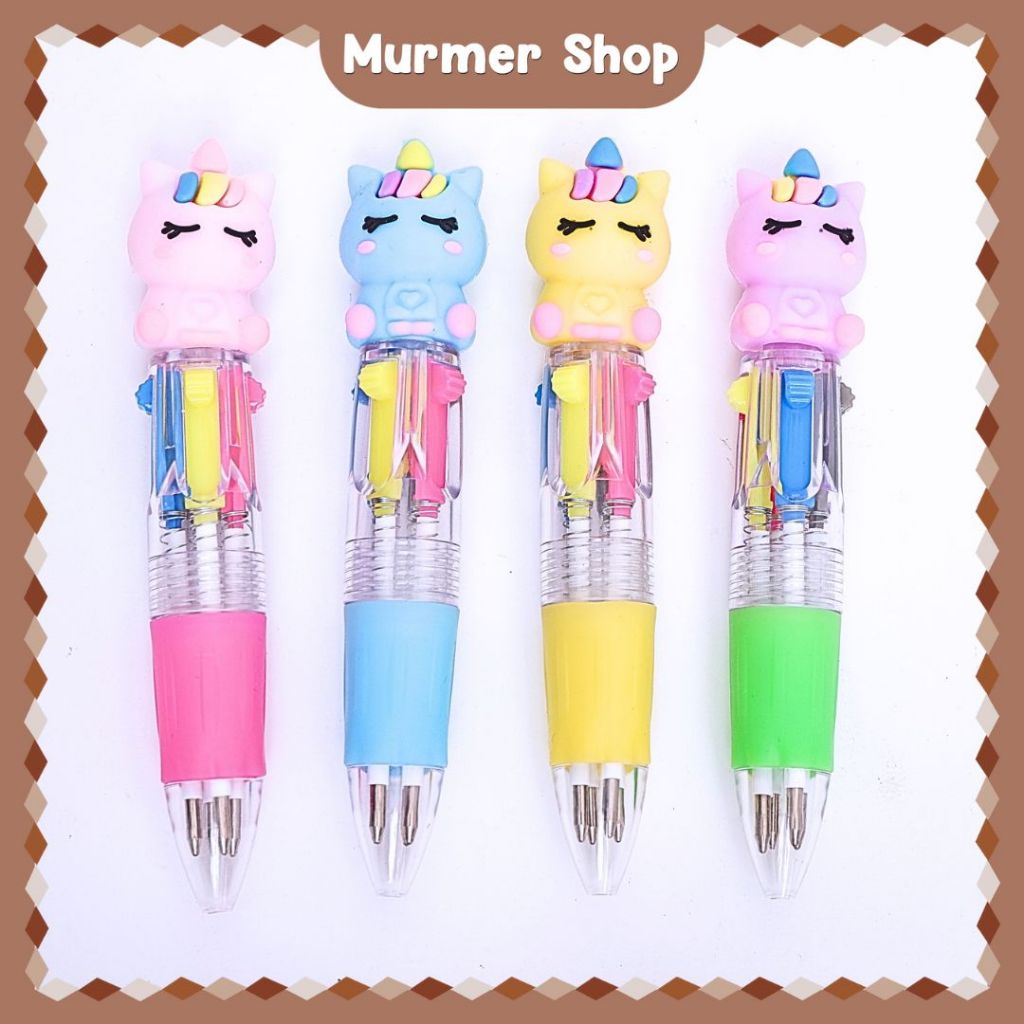 

Pena 4 Warna Pendek Unicorn Duduk Bollpoint MIni Pulpen Kuda Pony Pen Little