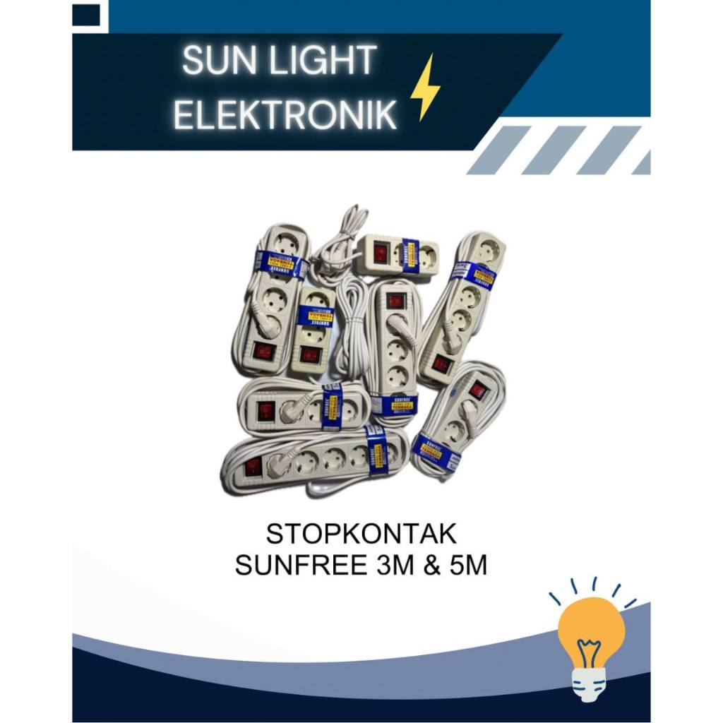 Stop kontak Sunfree + kabel + switch
