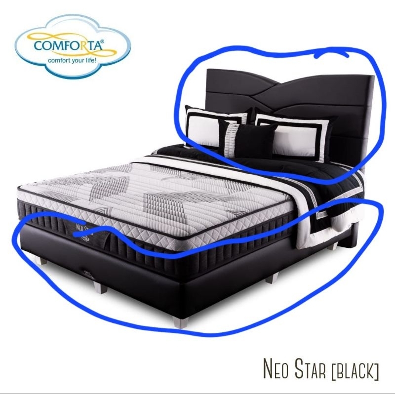 Divan + Sandaran Comforta Neo Star Hitam uk 140x200