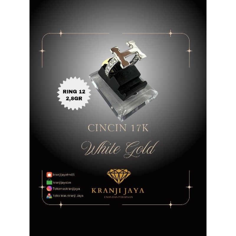 Cincin fashion import huruf H emas 17K