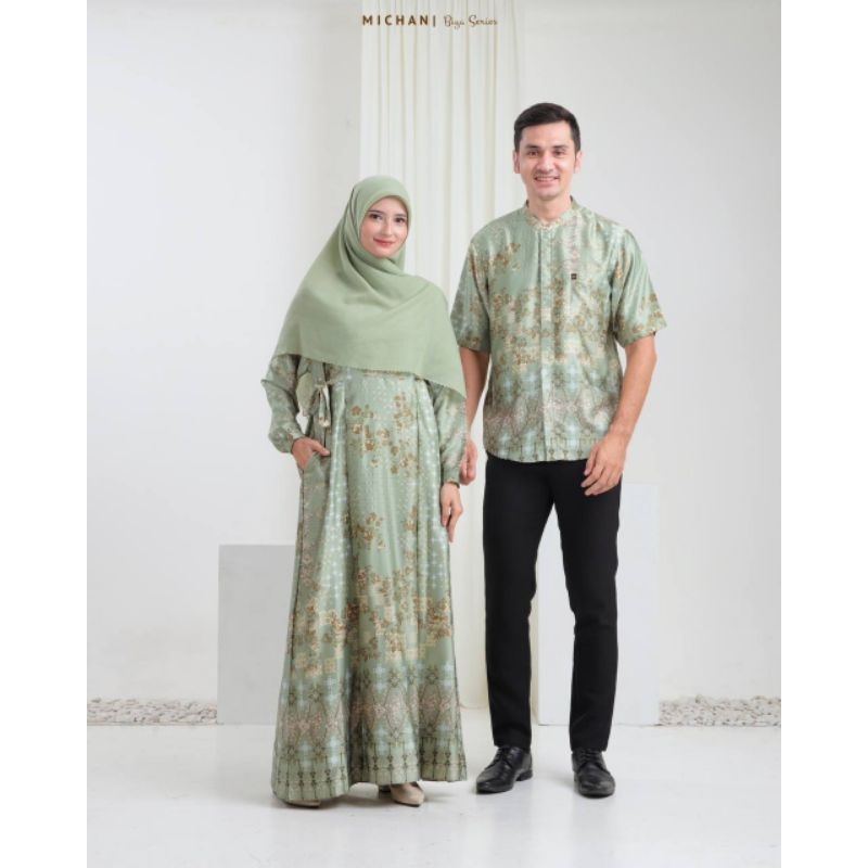 Baju batik couple warna Sage green baju batik kondangan baju couple batik gamis batik warna hijau Ko