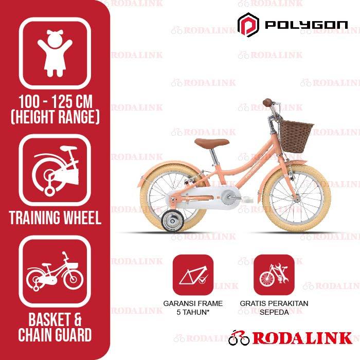 Polygon Sepeda Anak Dengan Roda Bantu Alice 16 Sepeda Anak Cewek 4-6 Tahun 100-125cm