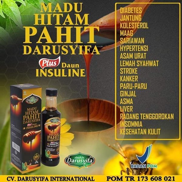 

Madu Hitam Pahit Darusyifa Plus Daun Insuline 470 Gram Premium Quality