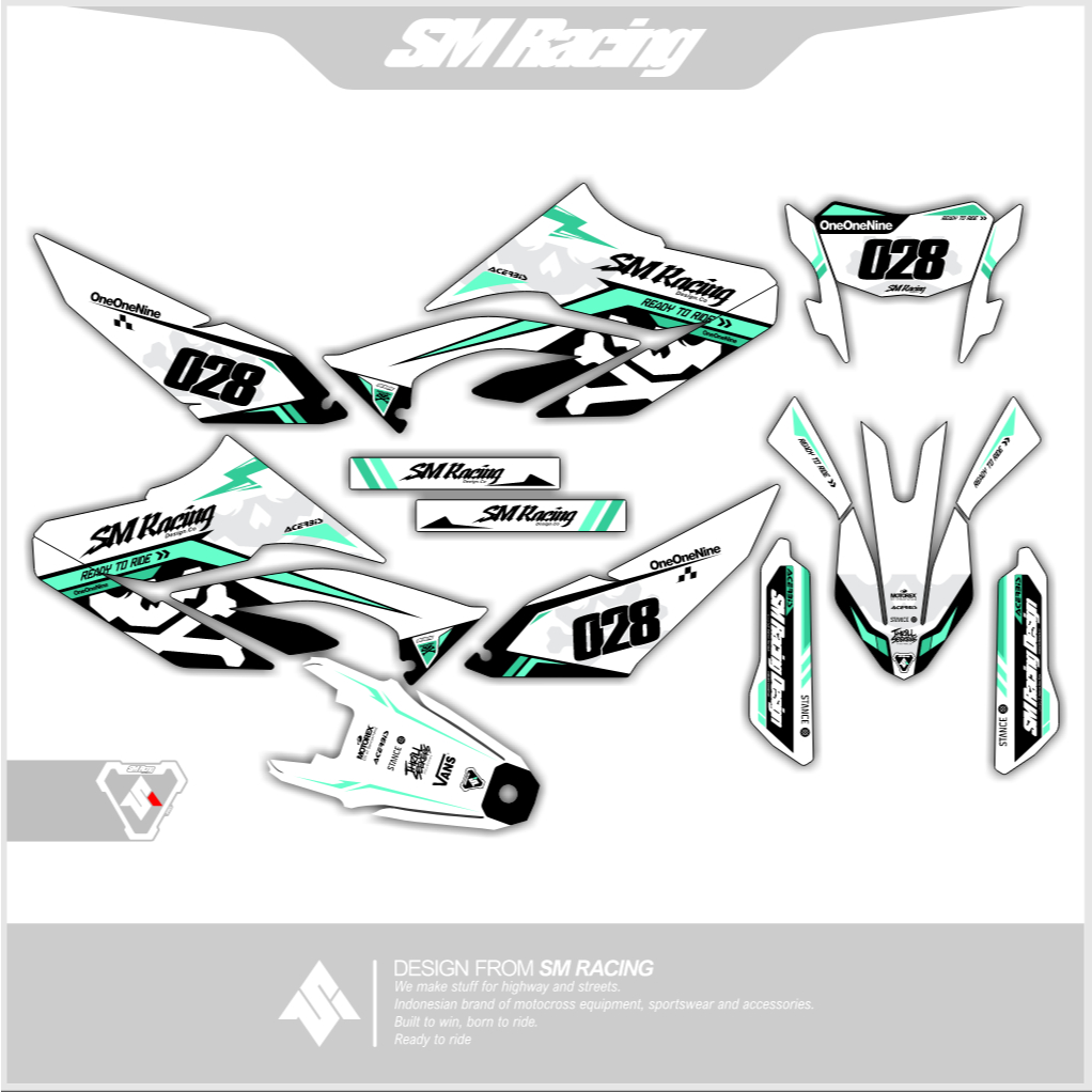 Decal Stiker WR 155 R Full Body Supermoto Warna Putih Cyan Terbaru