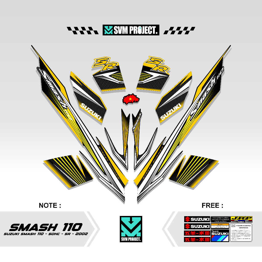 STRIPING SUZUKI SMASH 110 SR MOTIF X1 STICKER SMASH 110 2007 2008 STIKER LIST MOTOR SMASH STANDAR