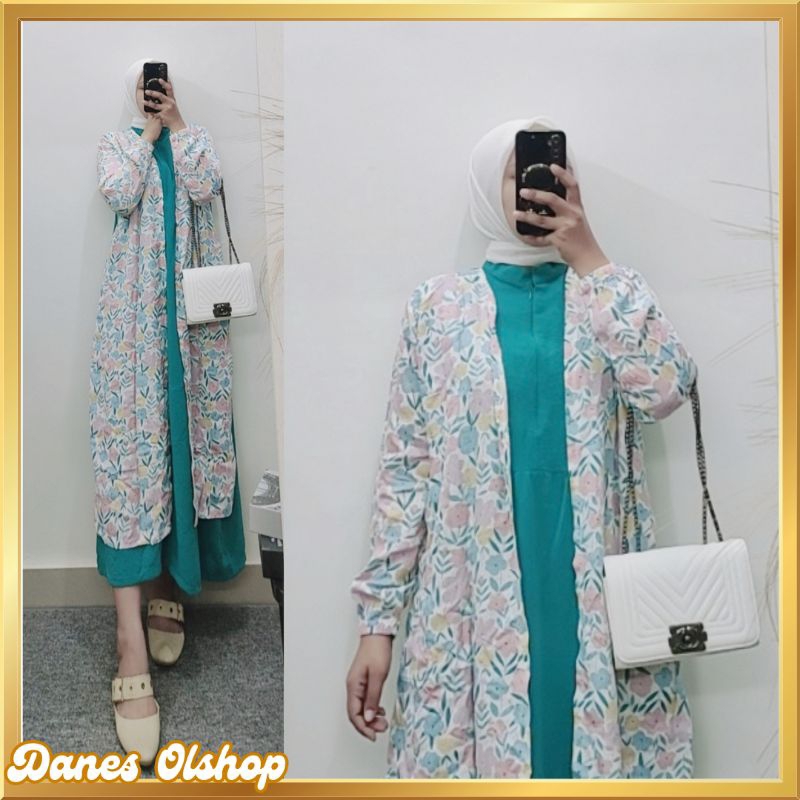 Gamis Midi Crinckle Kombinasi Rayon Motif LD 116