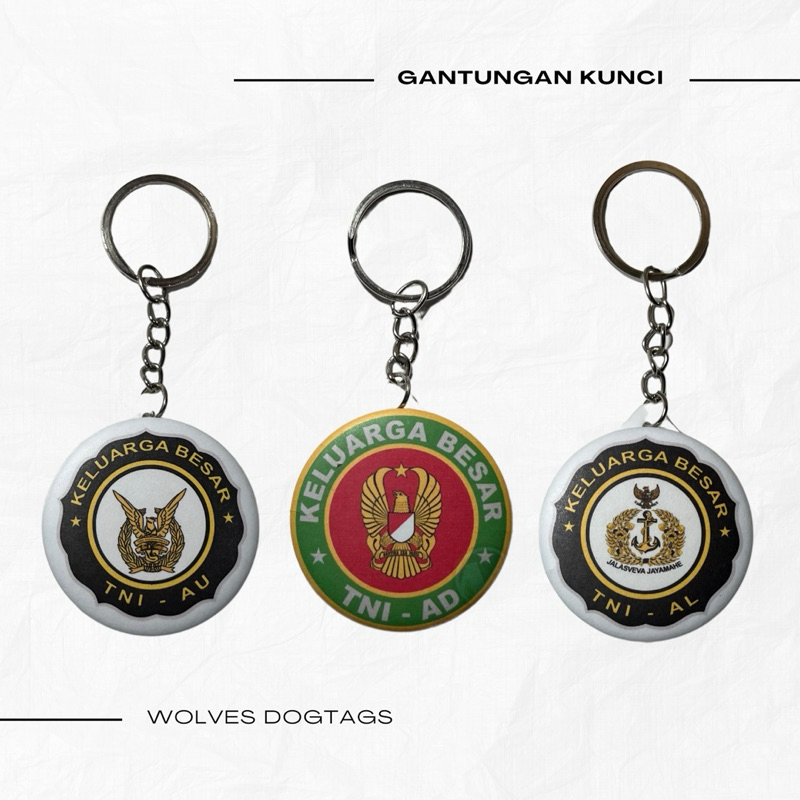 Gantungan kunci TNI AD / Gantungan kunci TNI AL / gantungan kunci TNI AU / wolves dog tag Aksesoris