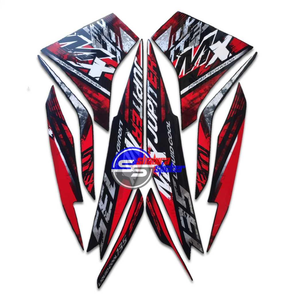 STRIPING MOTOR JUPITER MX NEW 135 2014 HITAM MERAH STANDAR FULLSET