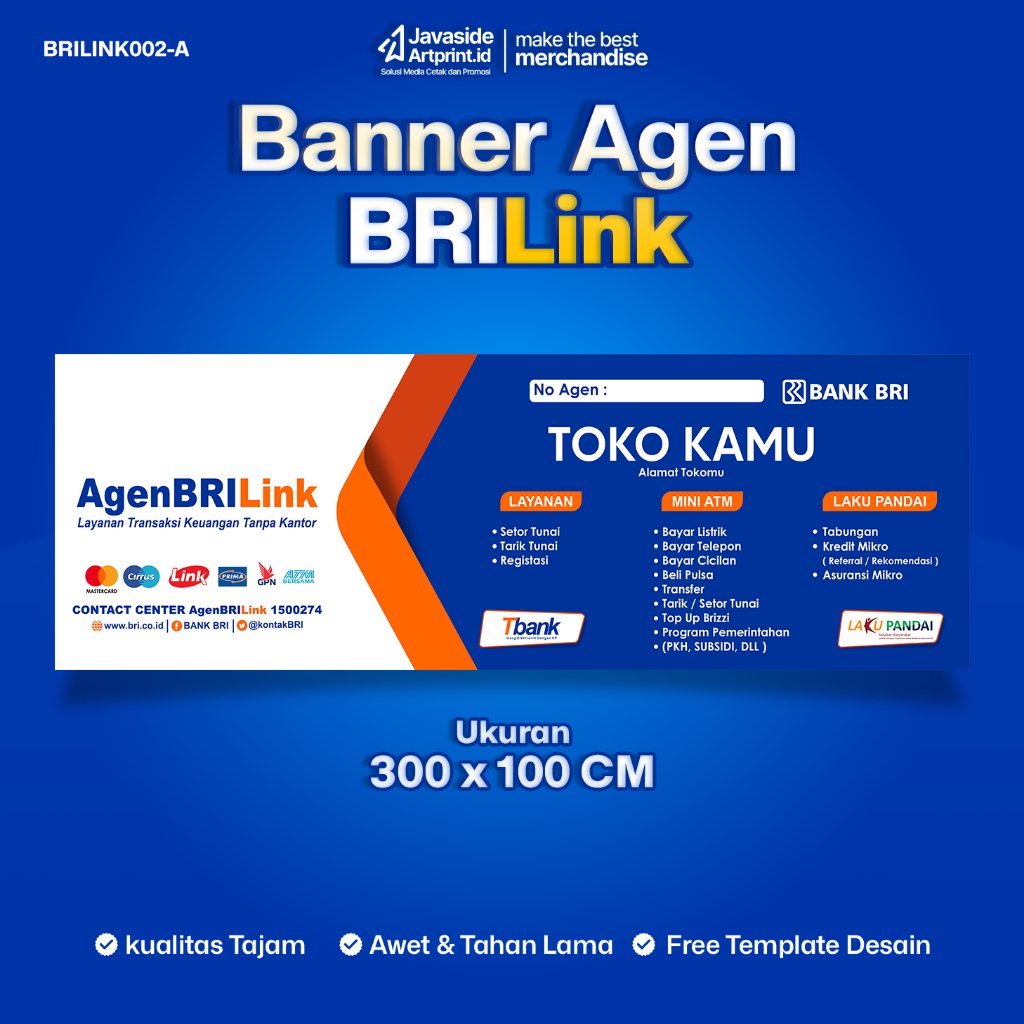 SPANDUK BANNER AGEN BRILink FLEXI 280 GSM - BRILINK002-A UKURAN 300 X 100 CM