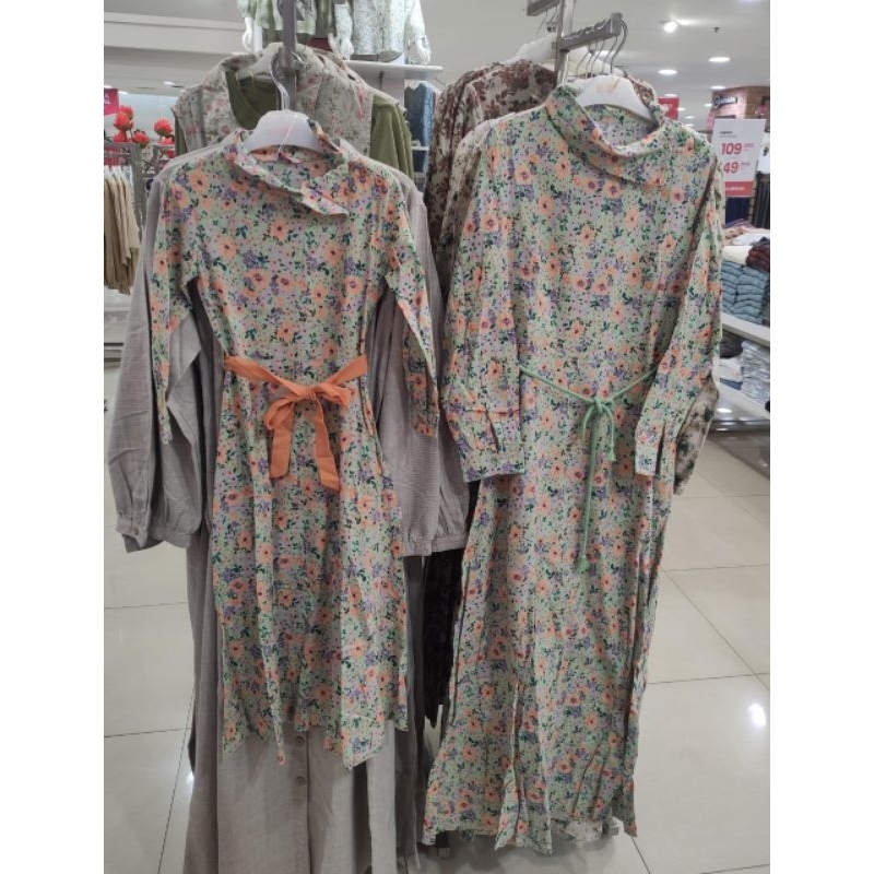 EXIT - Gamis Couple Ibu Anak Motif Bunga-bunga Original