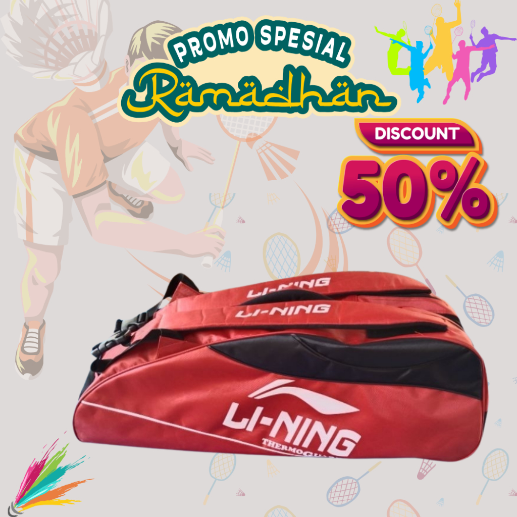 TAS RAKET BADMINTON BULUTANGKIS MODEL RANSEL LN YX  2R 3R LAPISAN THERMO DAN BUSA 5MM TERBARU